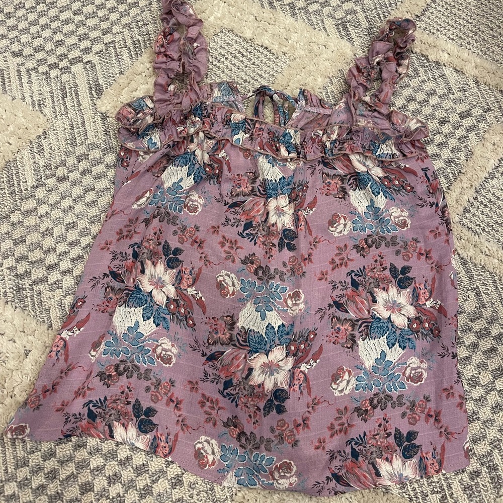 mts Lavender Purple Floral Flower Cami Tank Blouse Top Medium